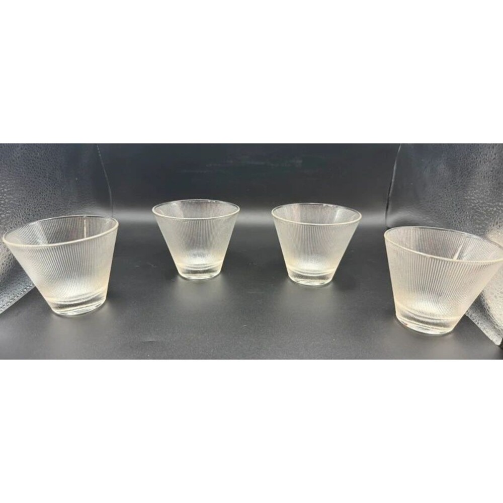 Vintage Federal Glass Norse Clear Ribbed Punch Cups Cocktail Set of 4